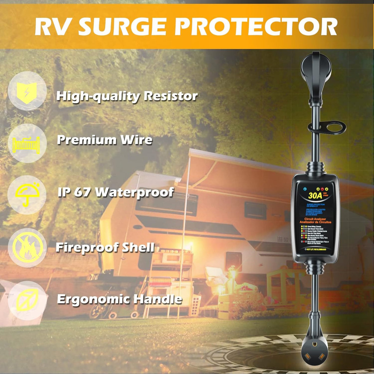30A Portable RV Surge Protector with Circuit Analyzer S147