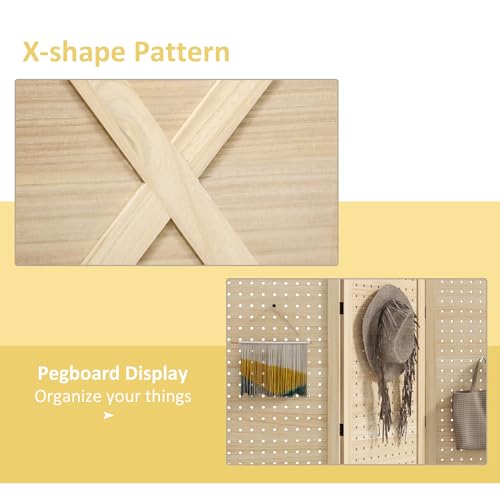 4 Panel Wood Folding Privacy Screen Z445568