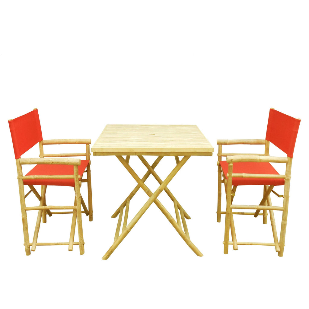 3 Piece Square Folding Bamboo Patio Dining Set E663568