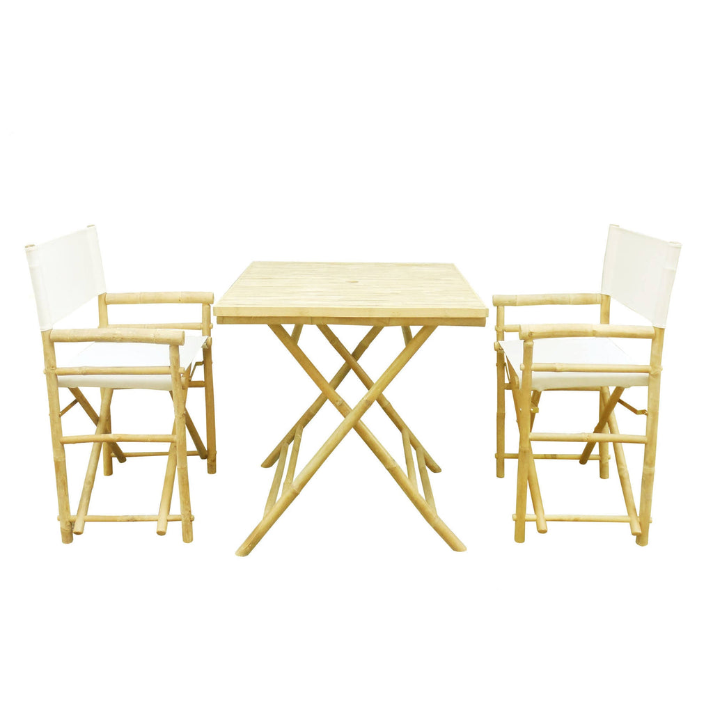 3 Piece Square Folding Bamboo Patio Dining Set E663568