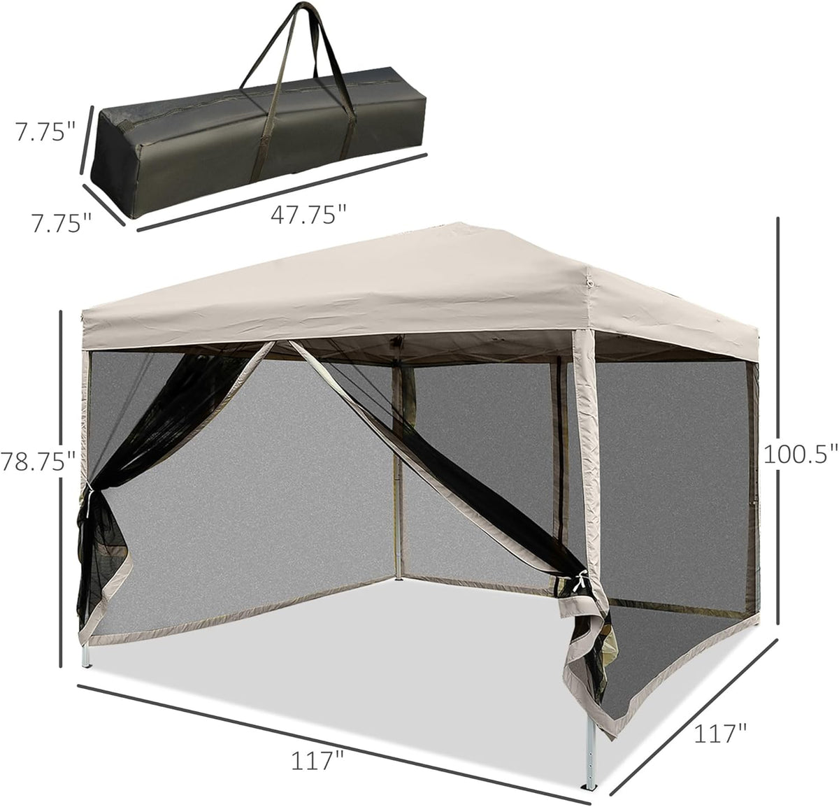 10' x 10' Pop Up Canopy Tent with Netting, Height Adjustable, with Carry Bag Y396137