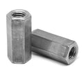 1/4 inch-20 x 7/16 inch x 1 3/4 inch Coarse Thread A563 Grade A Hex Rod Coupling Nut Low Carbon Steel Plain Finish Pk 50 K8888