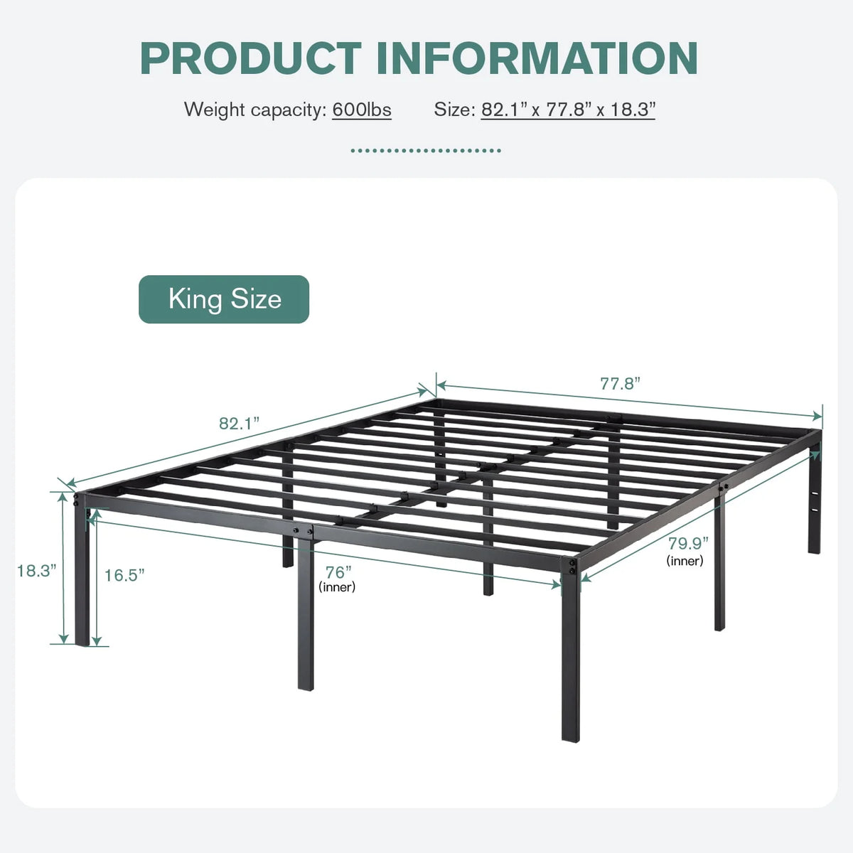 Heavy Duty Full Size Metal Platform Bed Frame with Under Bed Storage I935