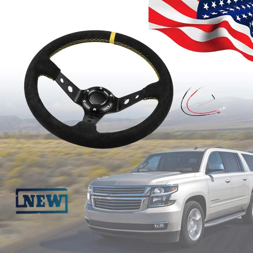 350mm Deep Dish 6 Bolt Suede Steering Wheel J51112