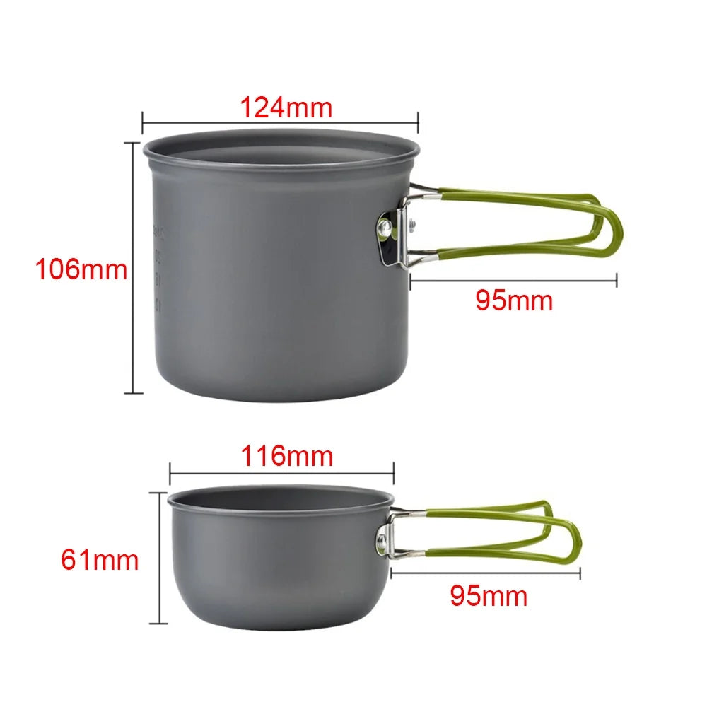 Ultralight Camping Cookware Utensils Tableware Set Pot Pan 1 2 Persons O694