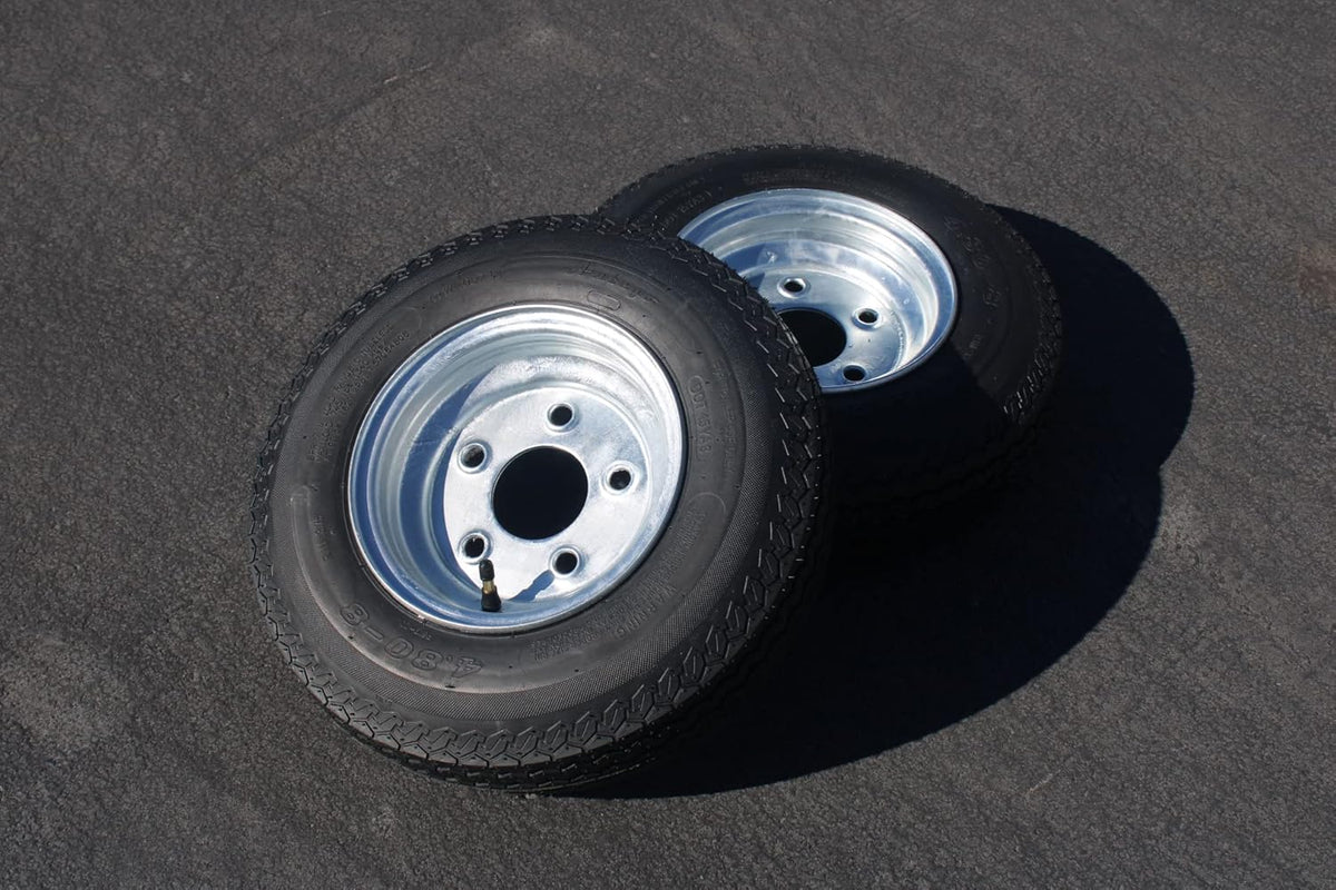 2-Pack Trailer Tire & Rim Set, 480-8 4.80-8, Load Range C, 6 Ply, 5 Lug Galvanized Alloy Wheels Y9459