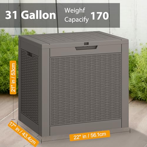 31 Gallon Outdoor Storage Box Waterproof Deck Box Y539479