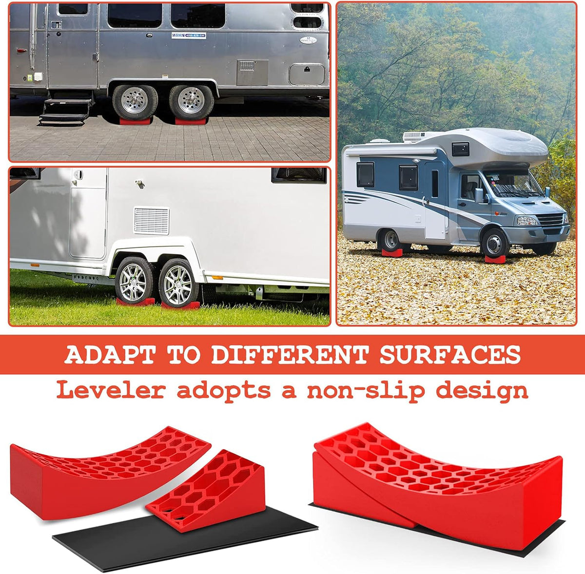 RV Leveling Blocks Kit with Curved Levelers and Chocks L440