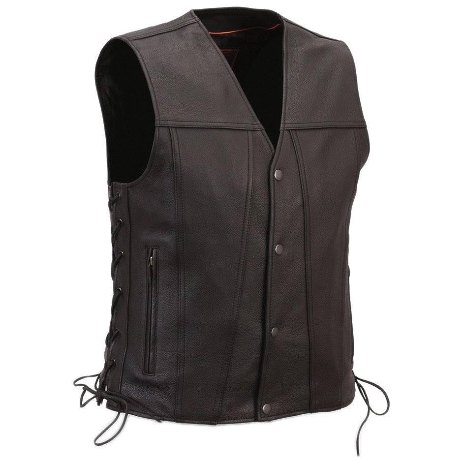 Men's Leather Motorcycle Vest Q963