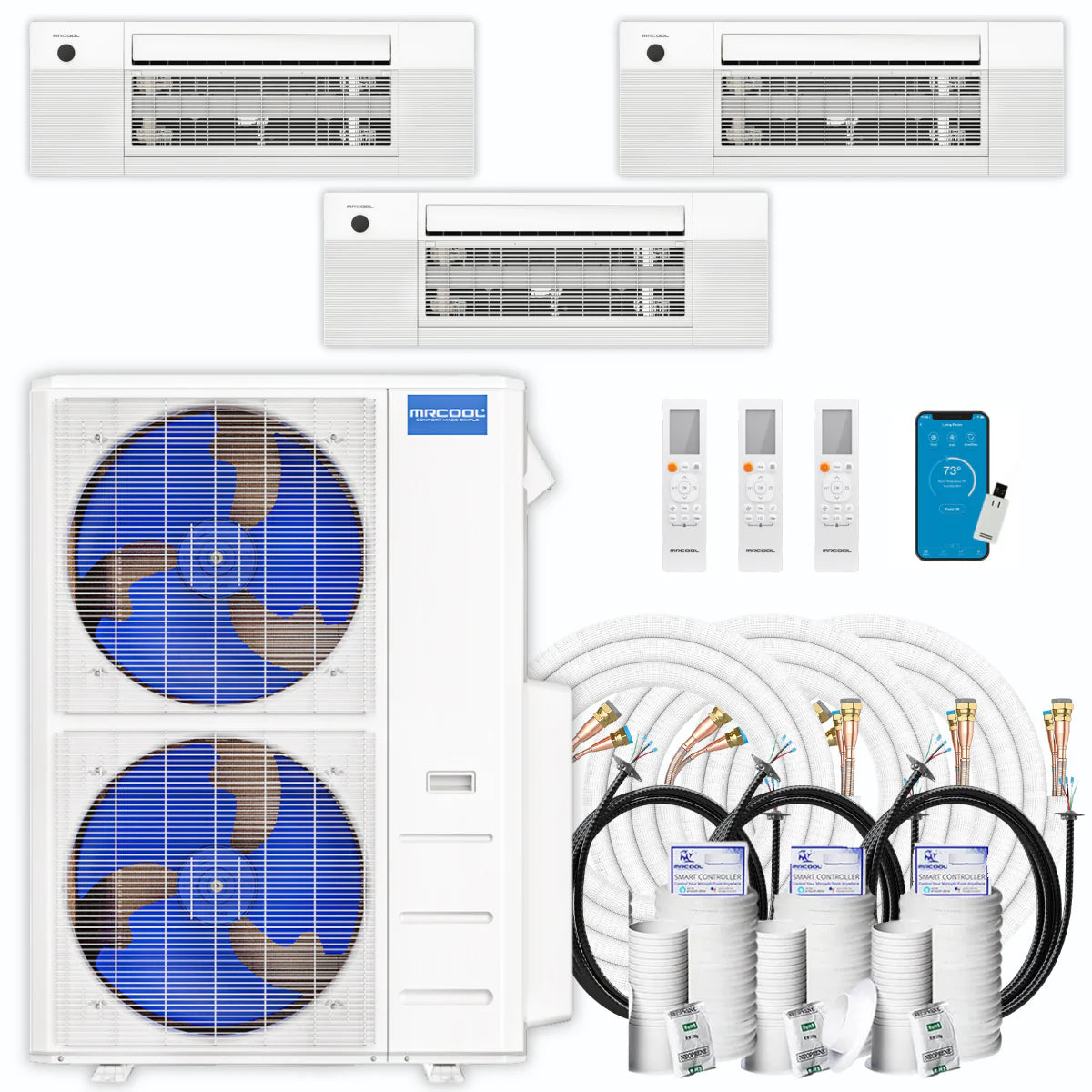 45,000 BTU 3 Zone Ceiling Cassette Ductless Air Conditioner and Heat Pump R9164