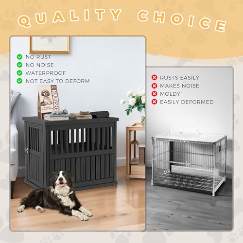 Dog Crate Furniture End Table with Lockable Latch O76858