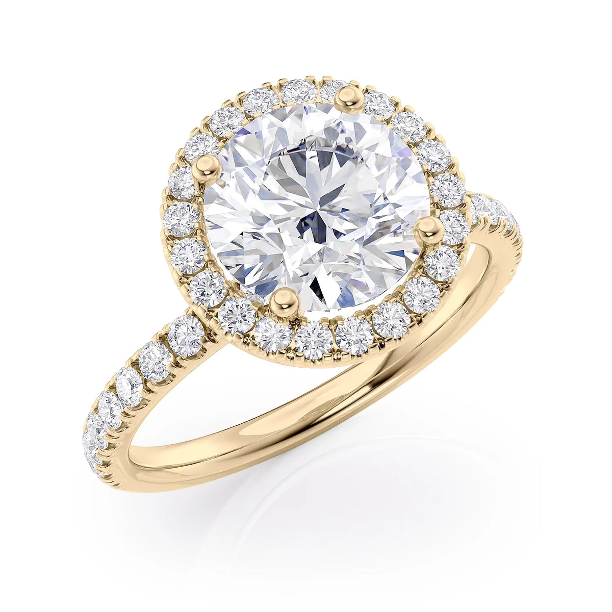 14k Yellow Gold Diamond and Moissanite Halo Engagement Ring Size 7.5 L357