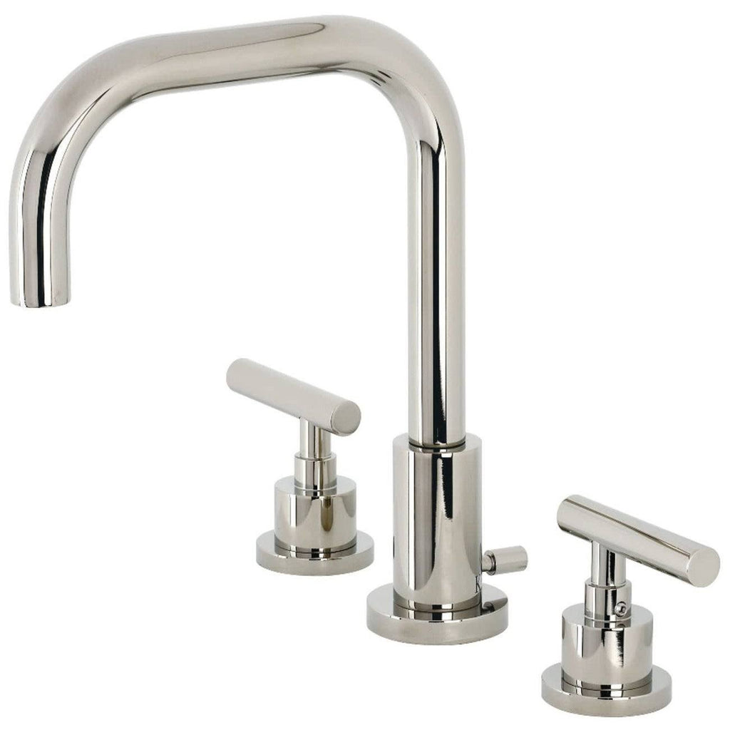 Polished Nickel Widespread Bathroom Faucet with Brass Pop-Up Q732