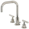 Polished Nickel Widespread Bathroom Faucet with Brass Pop-Up Q732