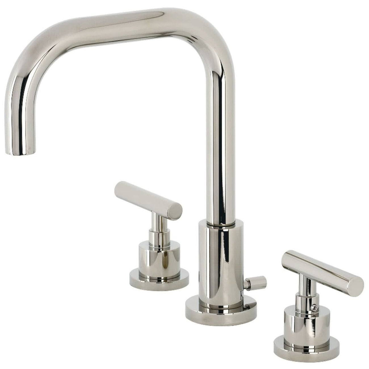 Polished Nickel Widespread Bathroom Faucet with Brass Pop-Up Q732