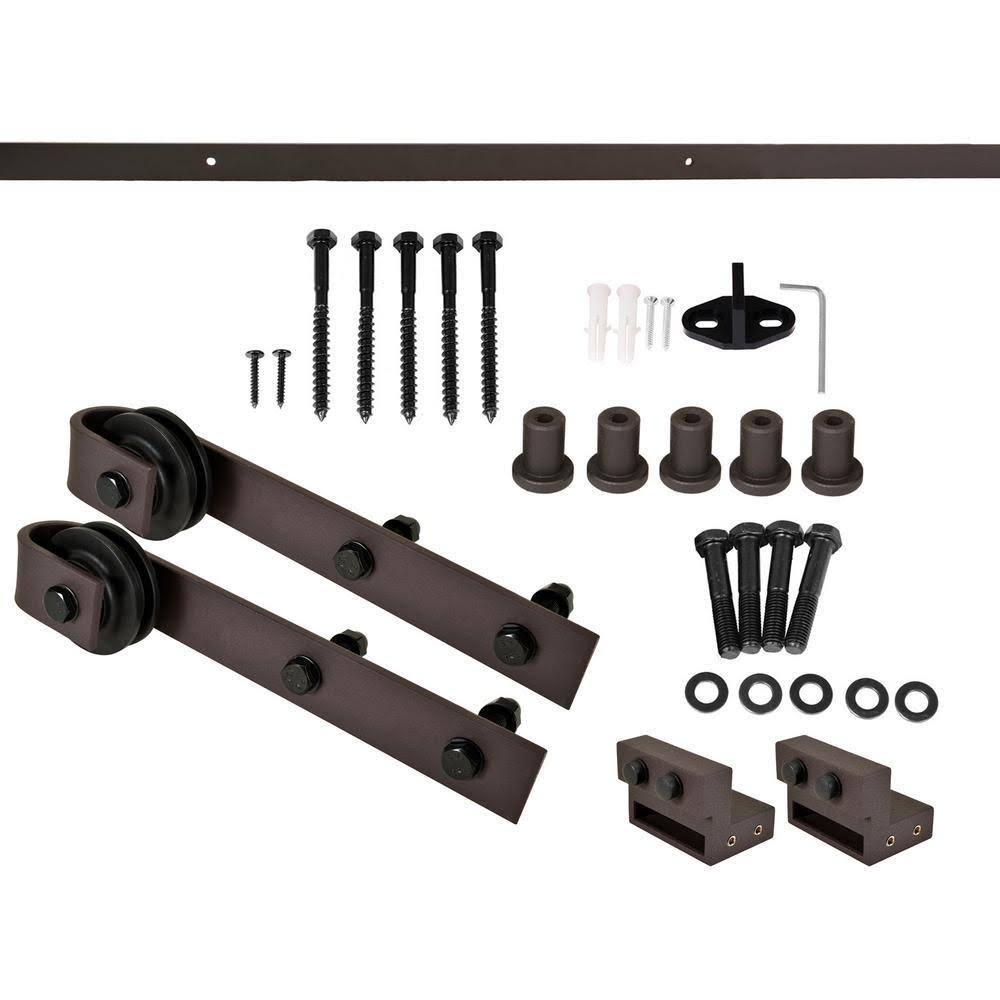 36 in. x 84 in. Weather Gray Stained Solid Pine Wood Interior Sliding Barn Door with Hardware Kit B80979