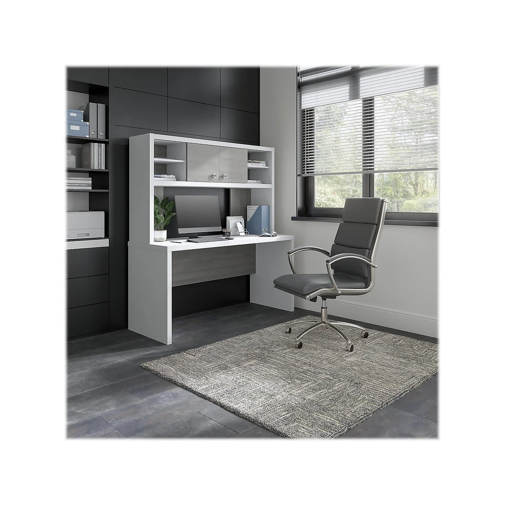 White Credenza Desk with Hutch E755