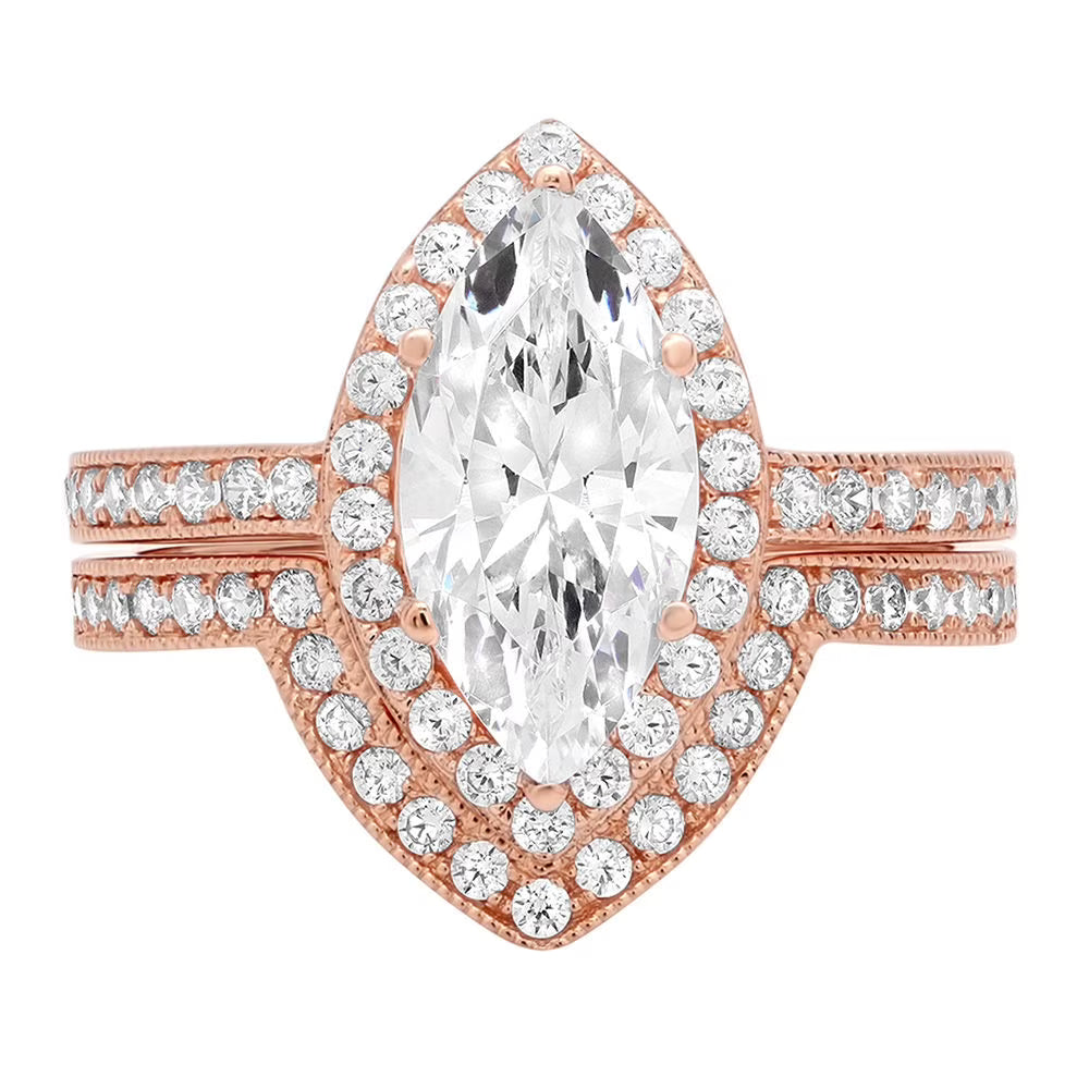 18K Rose Gold Halo Engagement Ring with Cultured Diamond Z11839
