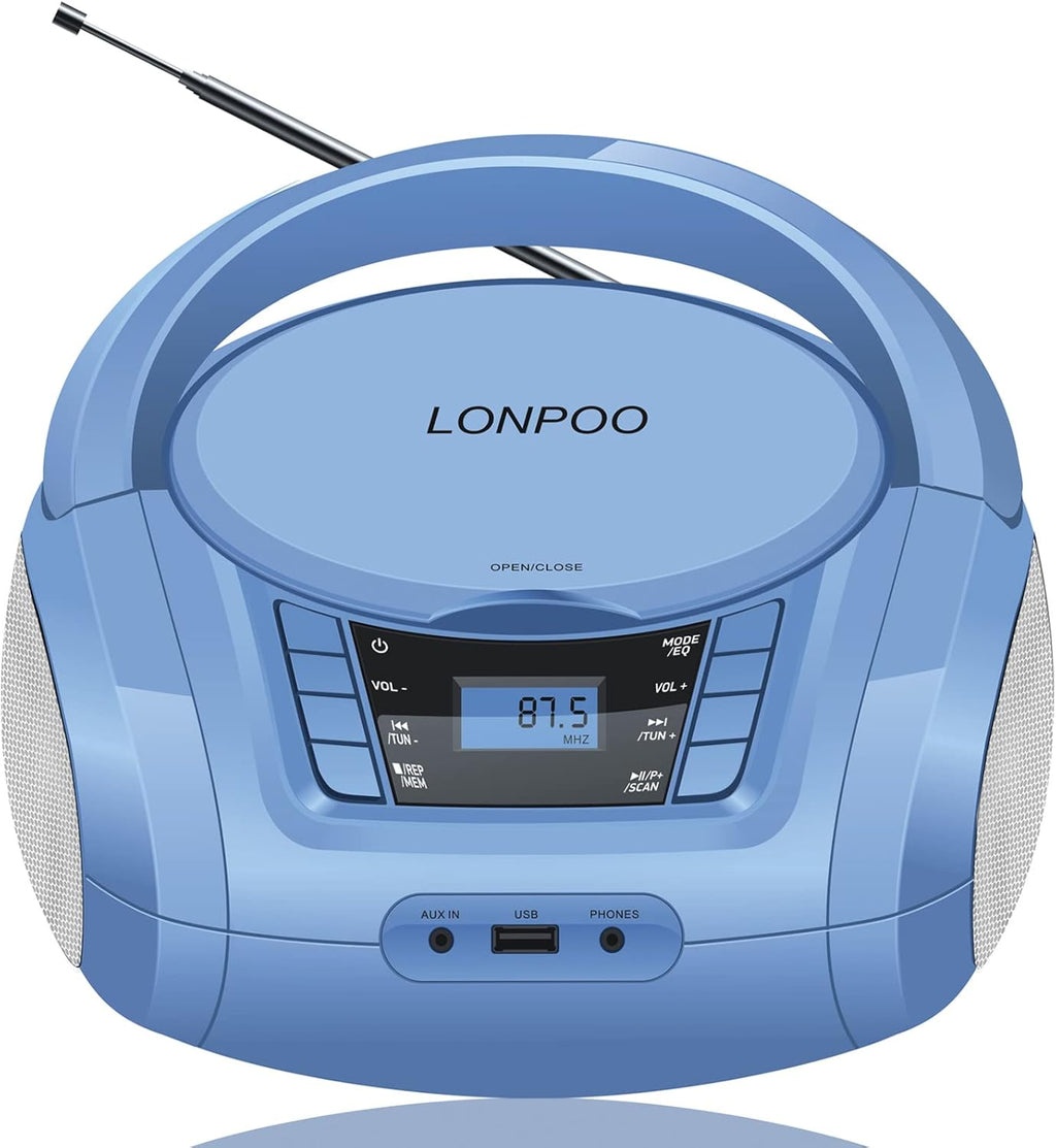 CD Player Boombox Portable Stereo Audio Morandi Blue Pack of 2 K40228