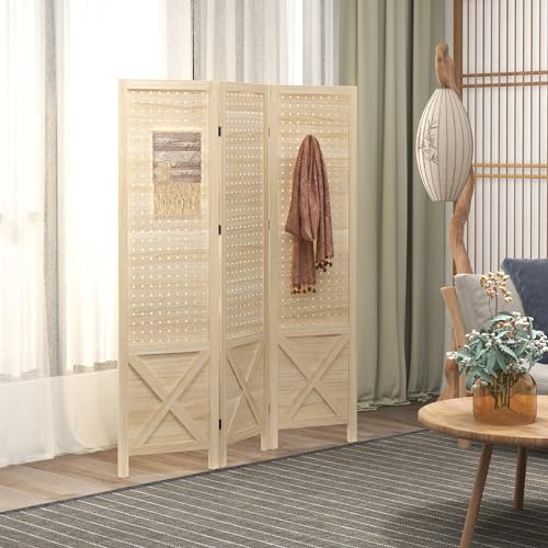 4 Panel Wood Folding Privacy Screen Z445568