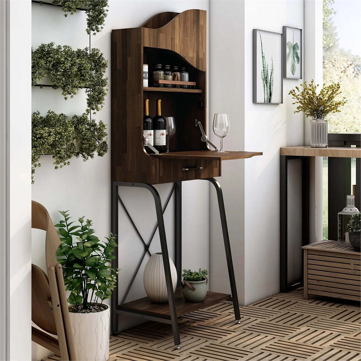 Wood 2-Shelf Mini Bar F6740
