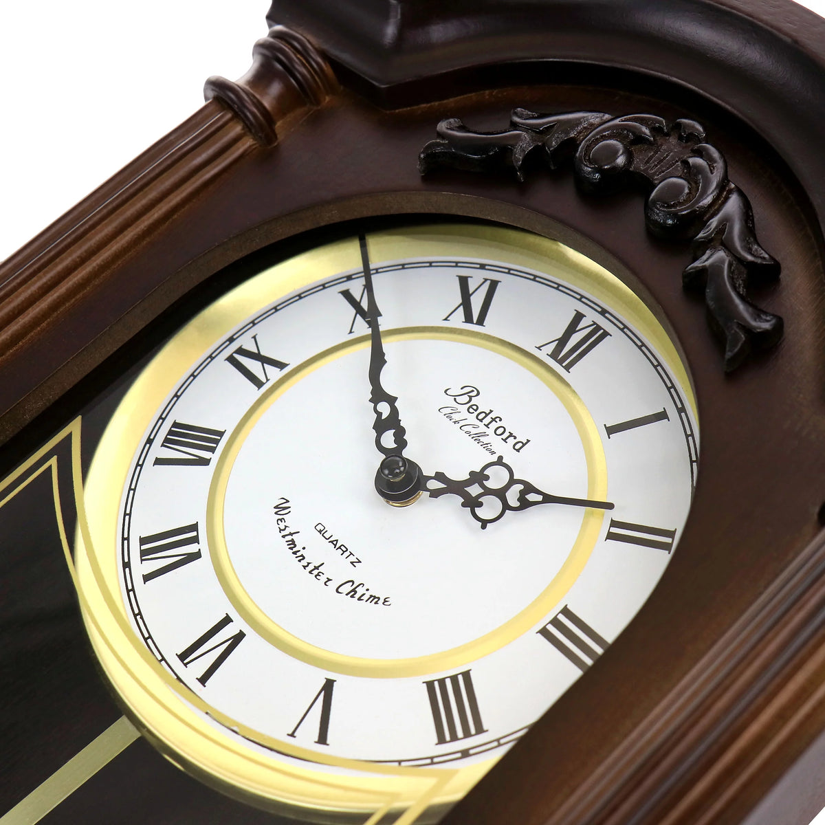 22 inch Chestnut Brown Wood Chiming Pendulum Wall Clock Y6571