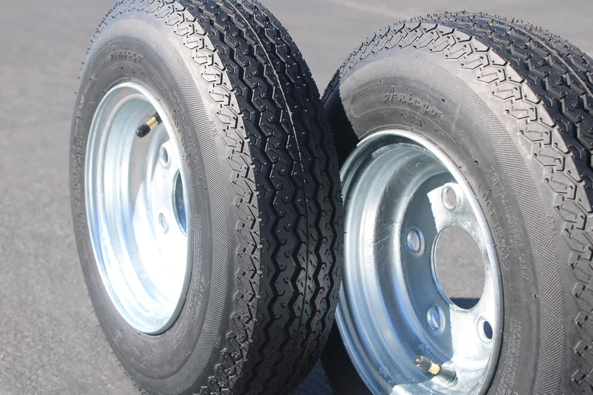 2-Pack Trailer Tire & Rim Set, 480-8 4.80-8, Load Range C, 6 Ply, 5 Lug Galvanized Alloy Wheels Y9459