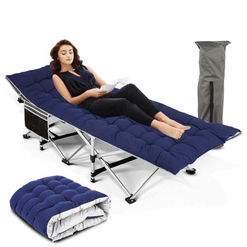 Blue Heavy Duty Folding Camping Cot with Carry Bag R28274