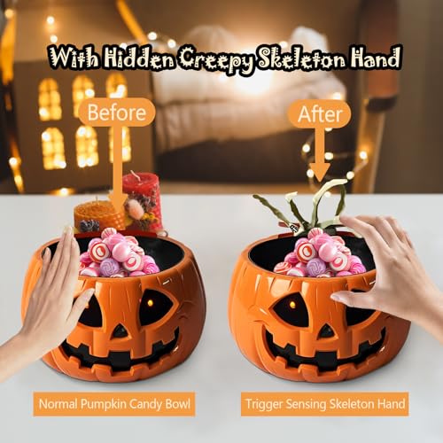 Animated Halloween Candy Bowl with Moving Skull Hand C8969