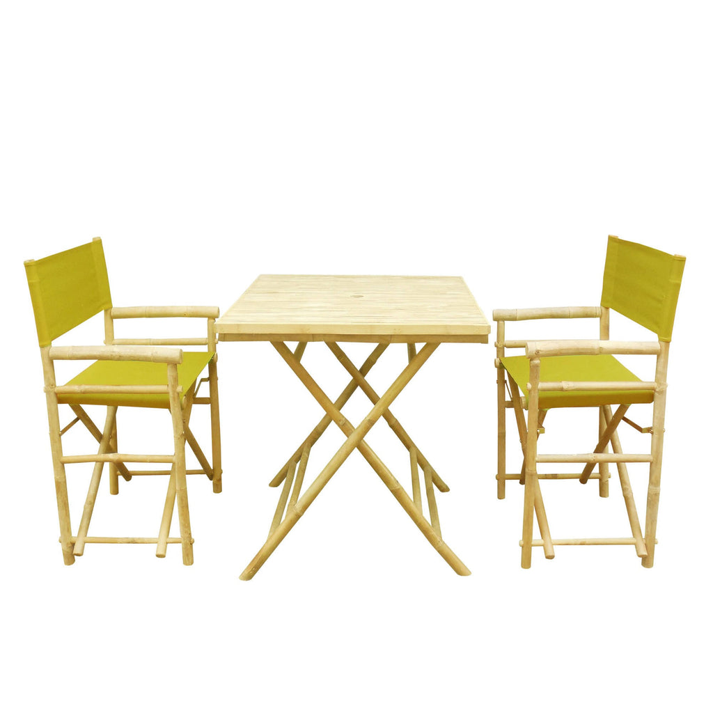 3 Piece Square Folding Bamboo Patio Dining Set E663568