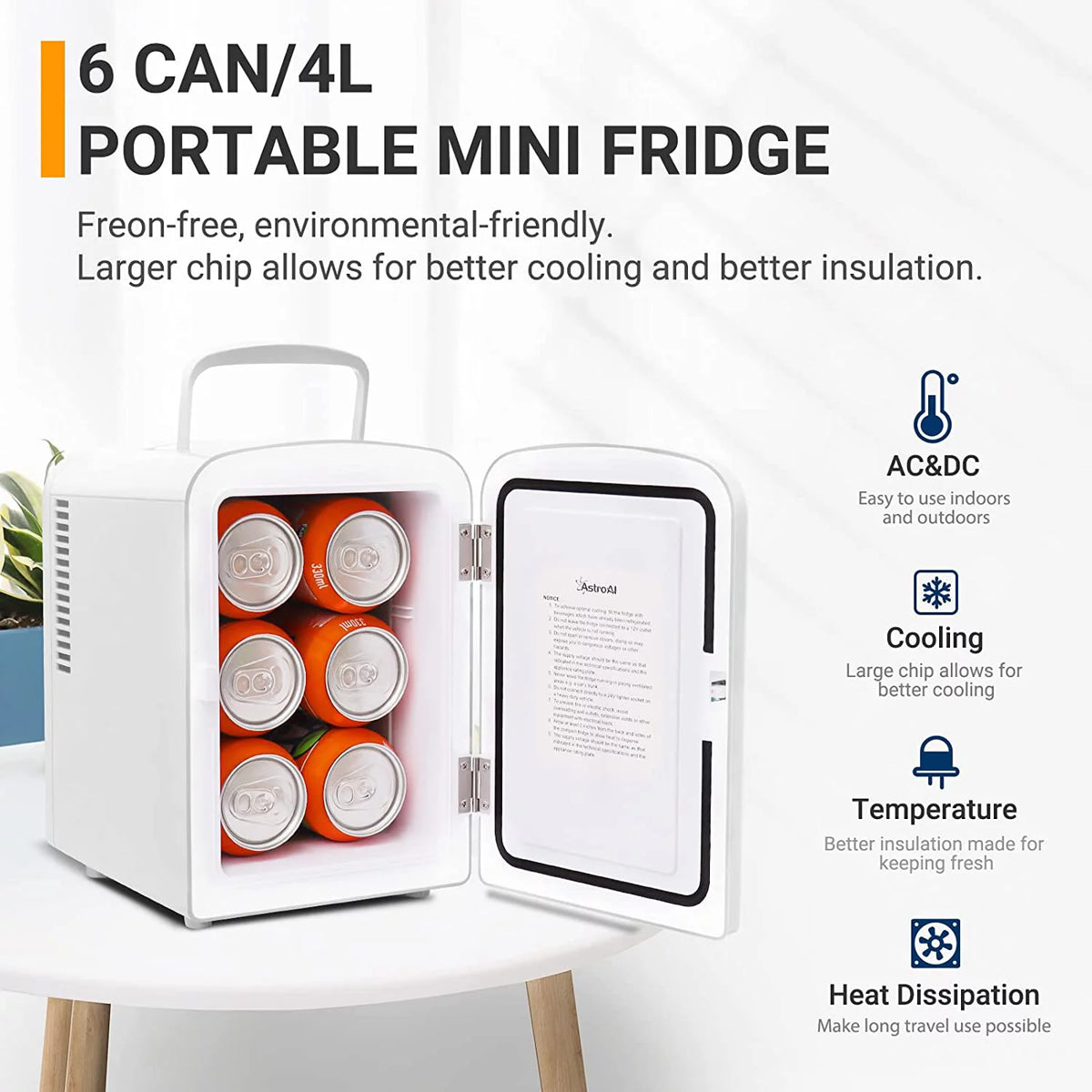 6 Can 4 Liter Portable Electric Cooler X9448
