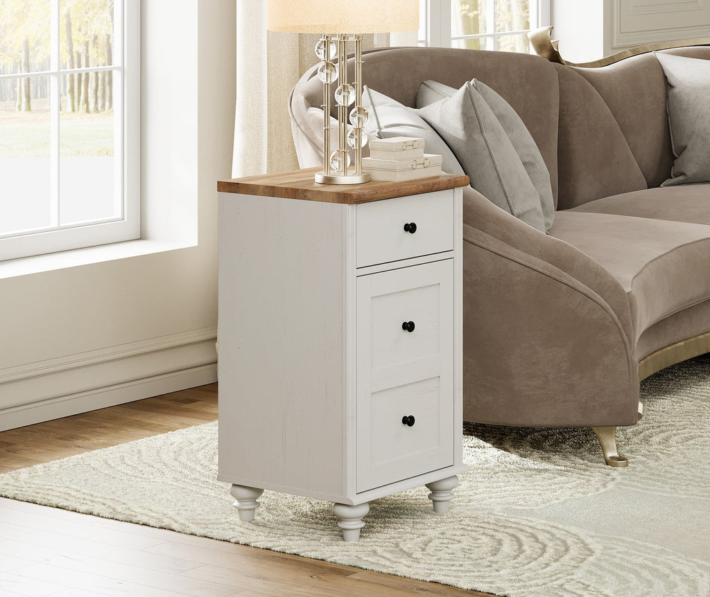 White and Oak 2 Drawer Nightstand with Open Shelf M11364