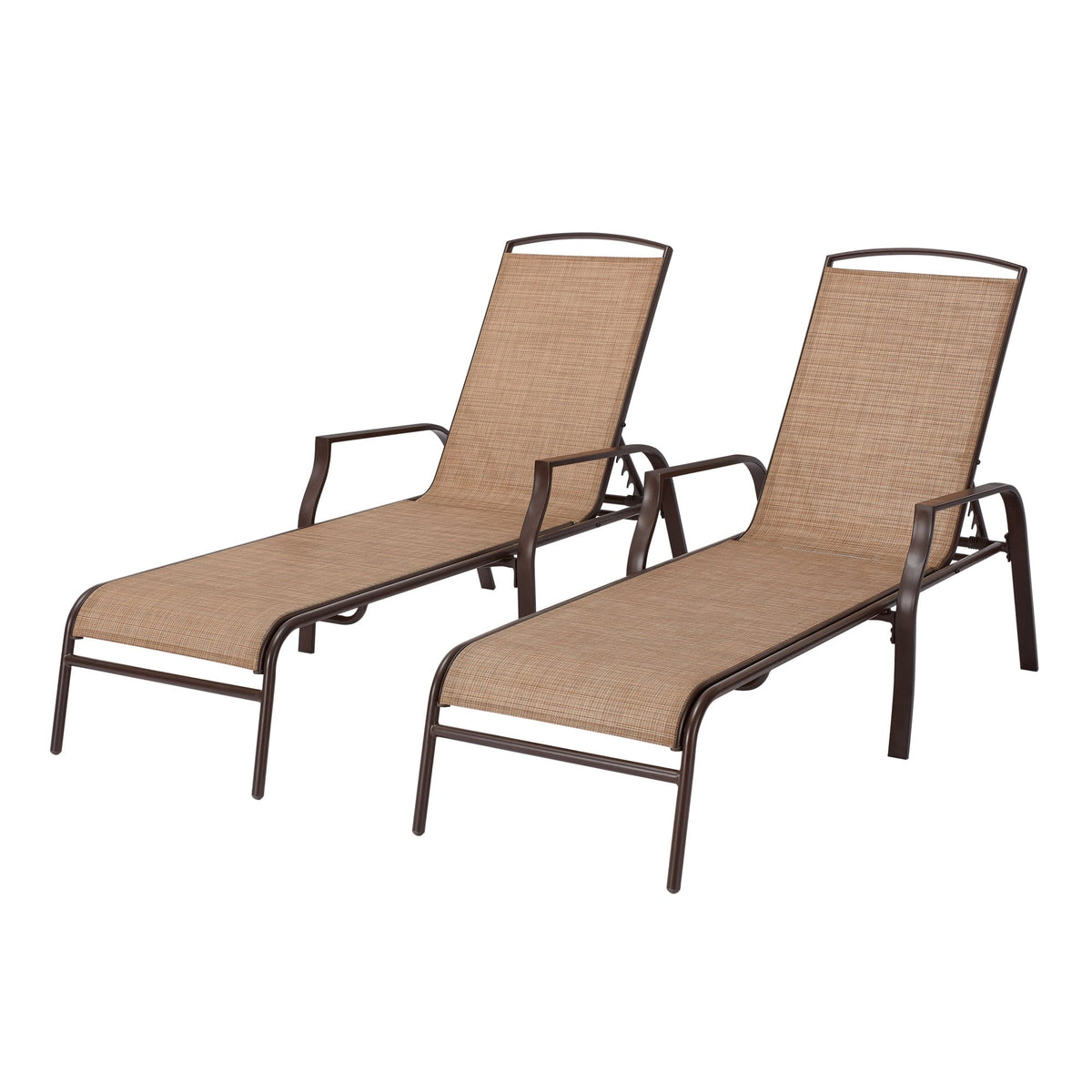 Tan Set of 2 Steel Outdoor Chaise Lounge M395