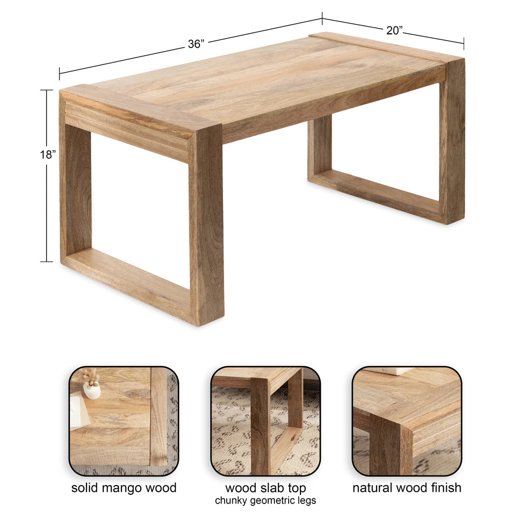 Rectangle Mango Wood Coffee Table U76487