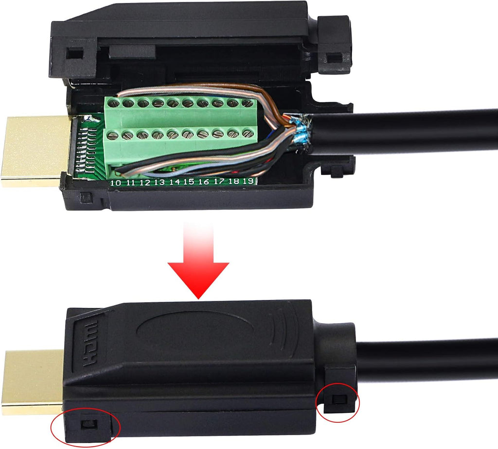 HDMI Solderless Adapter Gold Plated Extension Cable Connector Breakout Board with Plastic Cover Screwdriver W22849