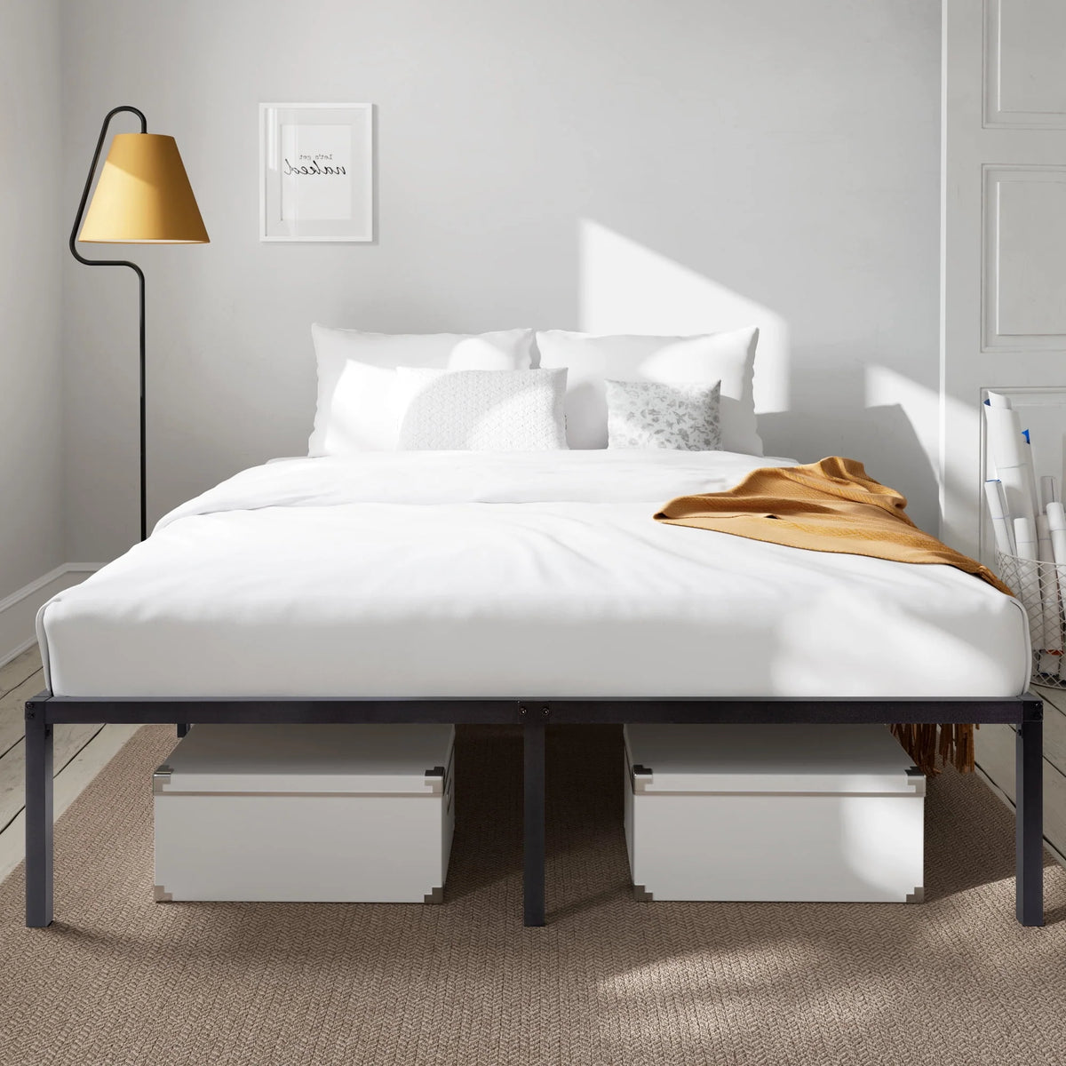 Heavy Duty Full Size Metal Platform Bed Frame with Under Bed Storage I935