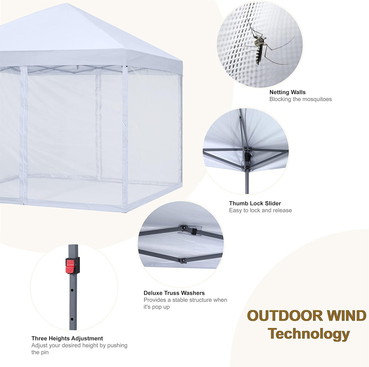 10x10 White Pop up Canopy with Netting Walls P791180