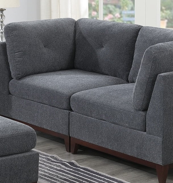 Modular Corner Sofa Set with Ottoman, Ash Gray Chenille Z355