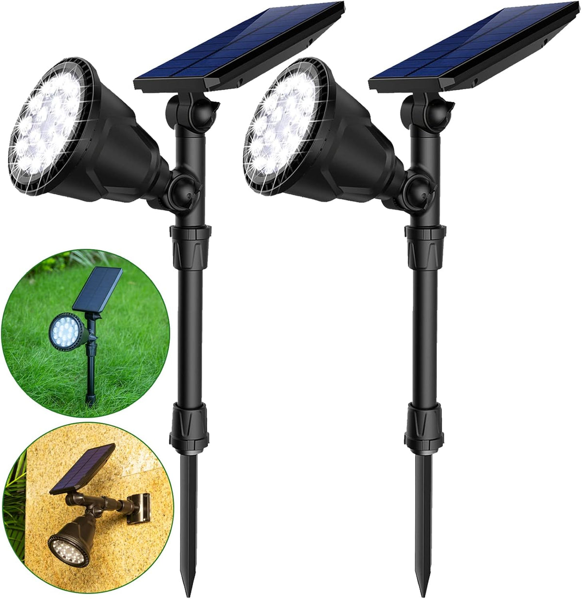 Waterproof Solar Spot Lights Outdoor 18 LED Beads Cool White 4 Pack Z9205