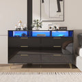 White 6 Drawer Wood Dresser with LED Lights T136484