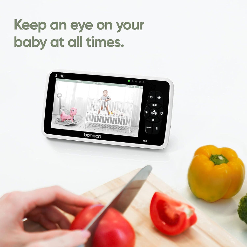 Video Baby Monitor with Camera and Audio, 720P HD Display, Night Vision, 2-Way Audio T3755