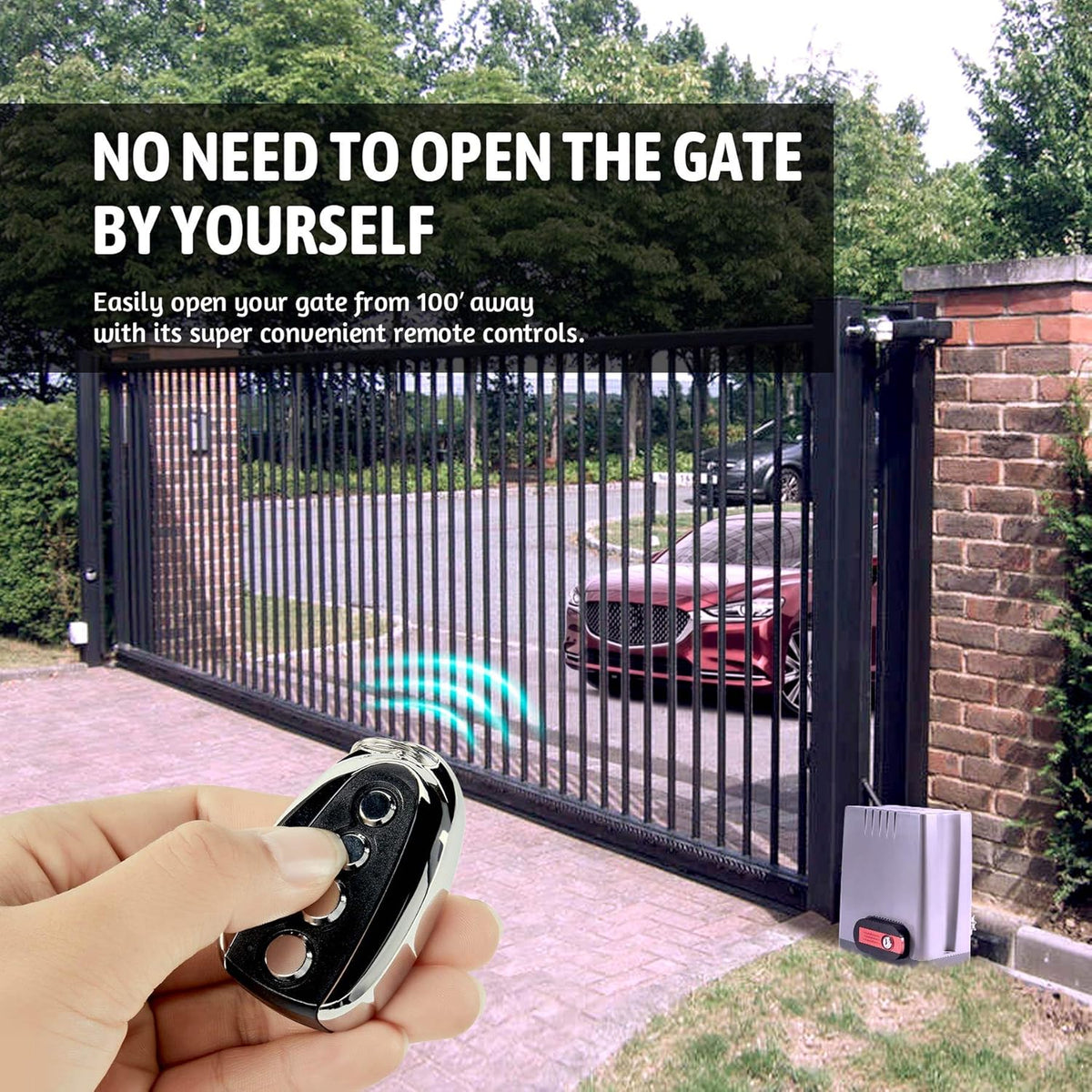 1800 lb Automatic Sliding Gate Opener with 2 Remote Controls Y849292