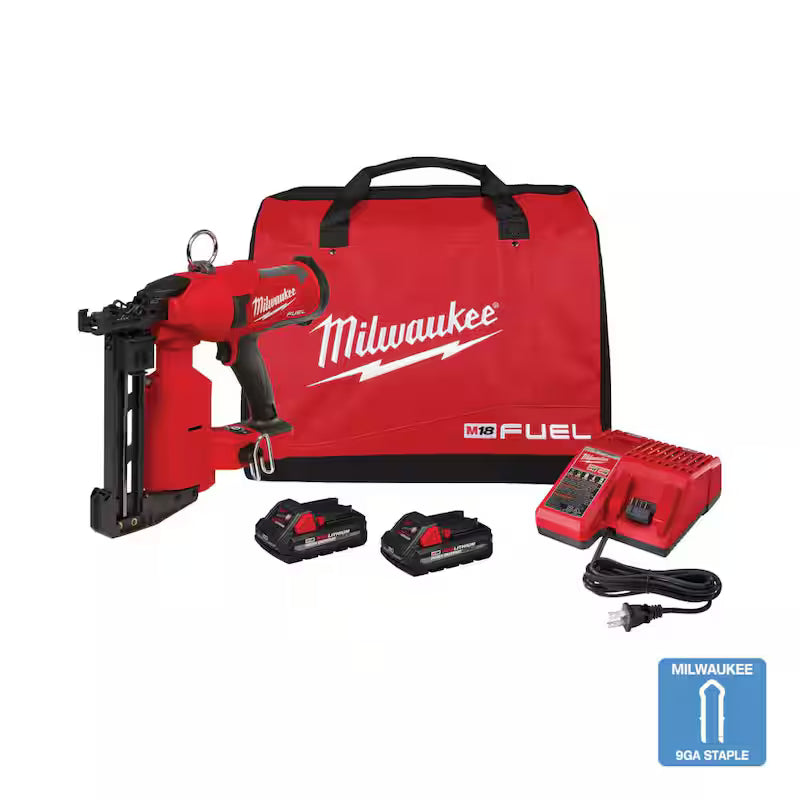 18-Volt Lithium-Ion Brushless Cordless Utility Fencing Stapler Nailer Kit I6493