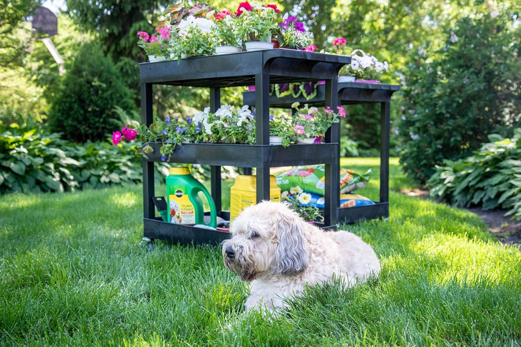 Black Mobile Utility Tub Cart with 3 Shelves E199