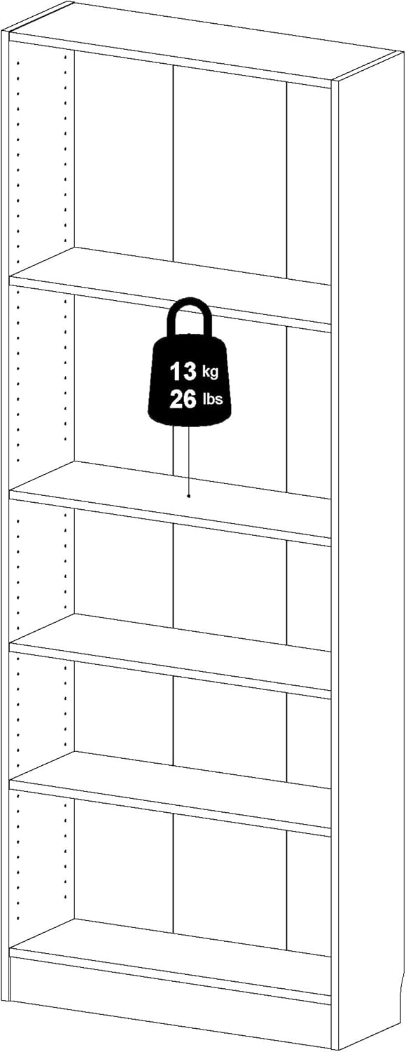 White 5 Shelf Bookcase J293188