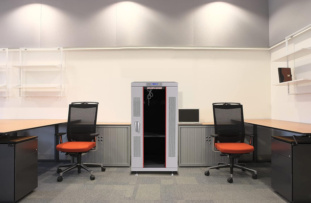 22U 35 Inch Deep Grey White Server Rack Cabinet Enclosure on Wheels O486