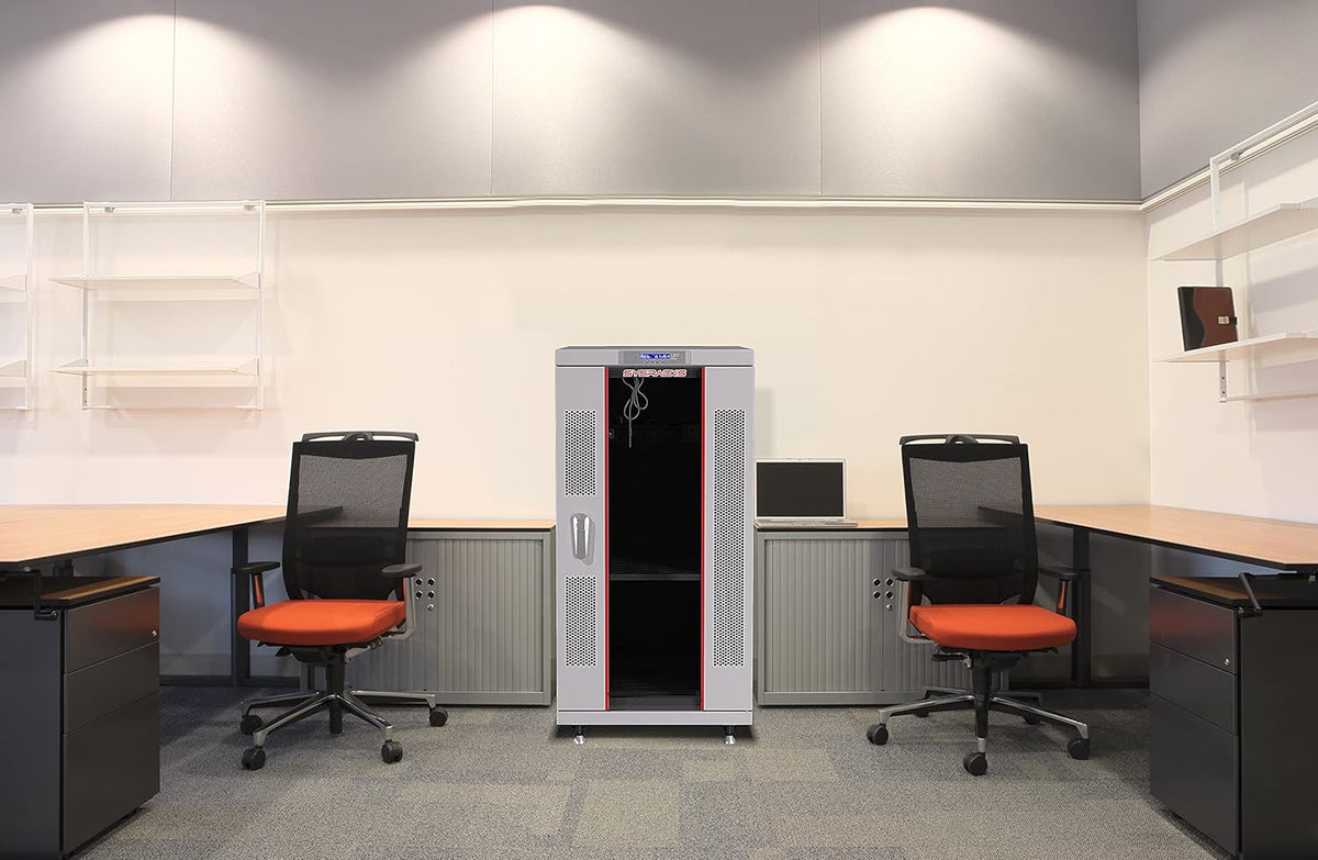 22U 35 Inch Deep Grey White Server Rack Cabinet Enclosure on Wheels O486
