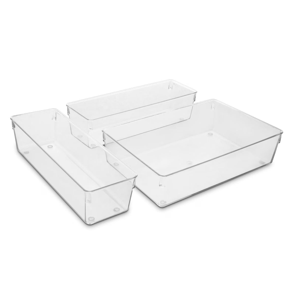 Clear Drawer Organizer 3 Pack Large Plastic Storage Trays R7503