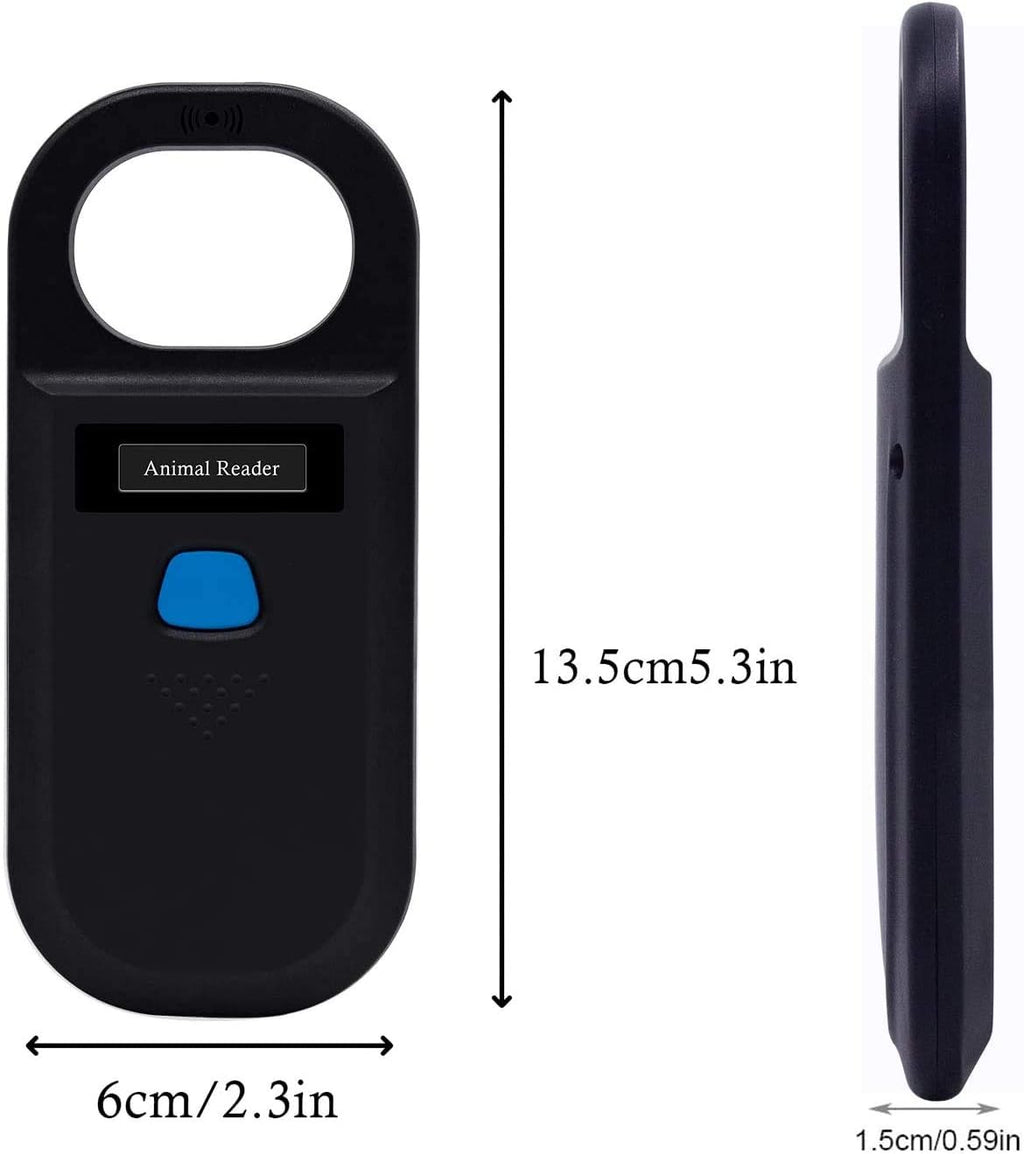 Handheld Pet Microchip Scanner 134.2kHz/125kHz RFID Reader Black H2826