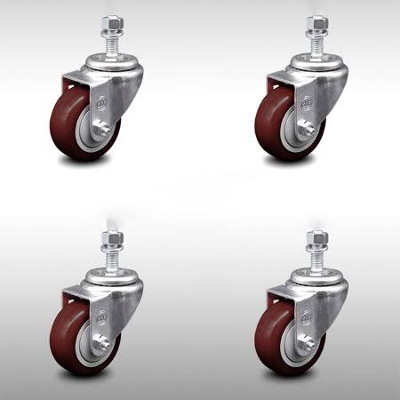 3 inch Maroon Polyurethane Swivel Caster Set T41895